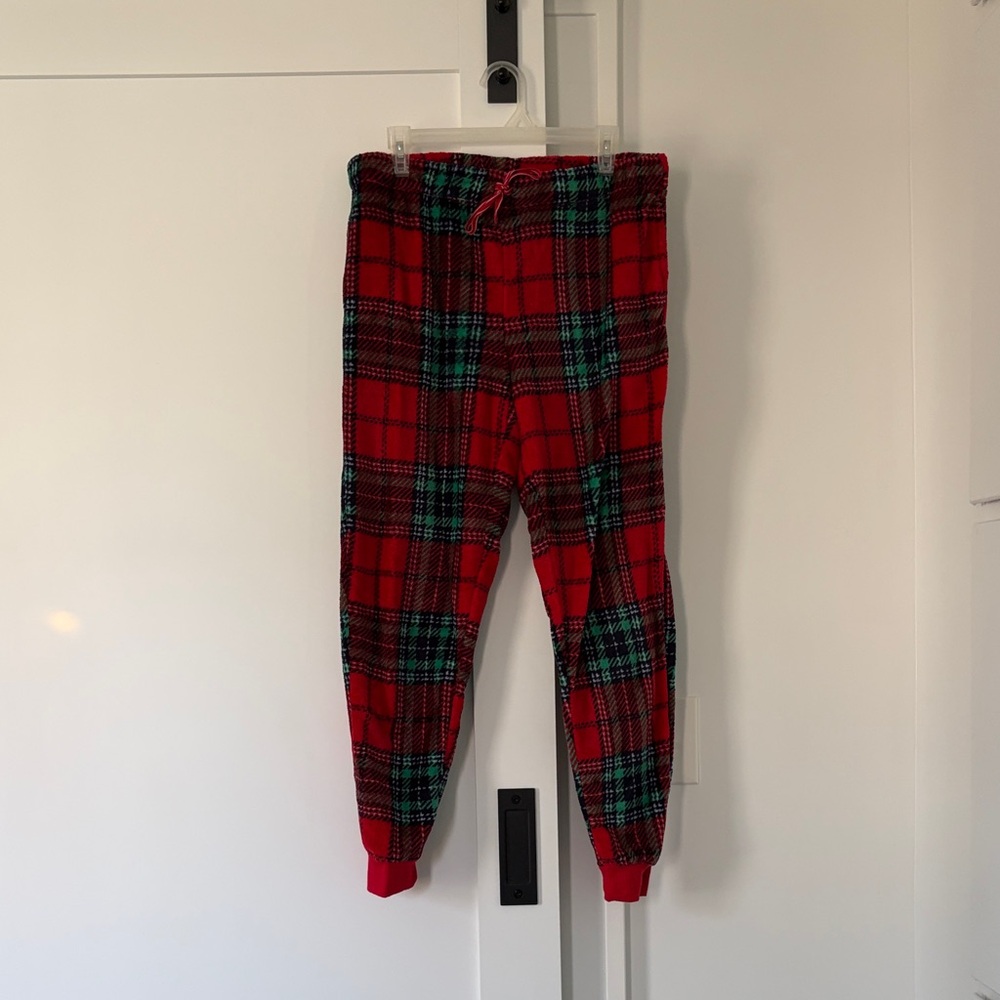 Red Plaid Ankle Jogger Pants